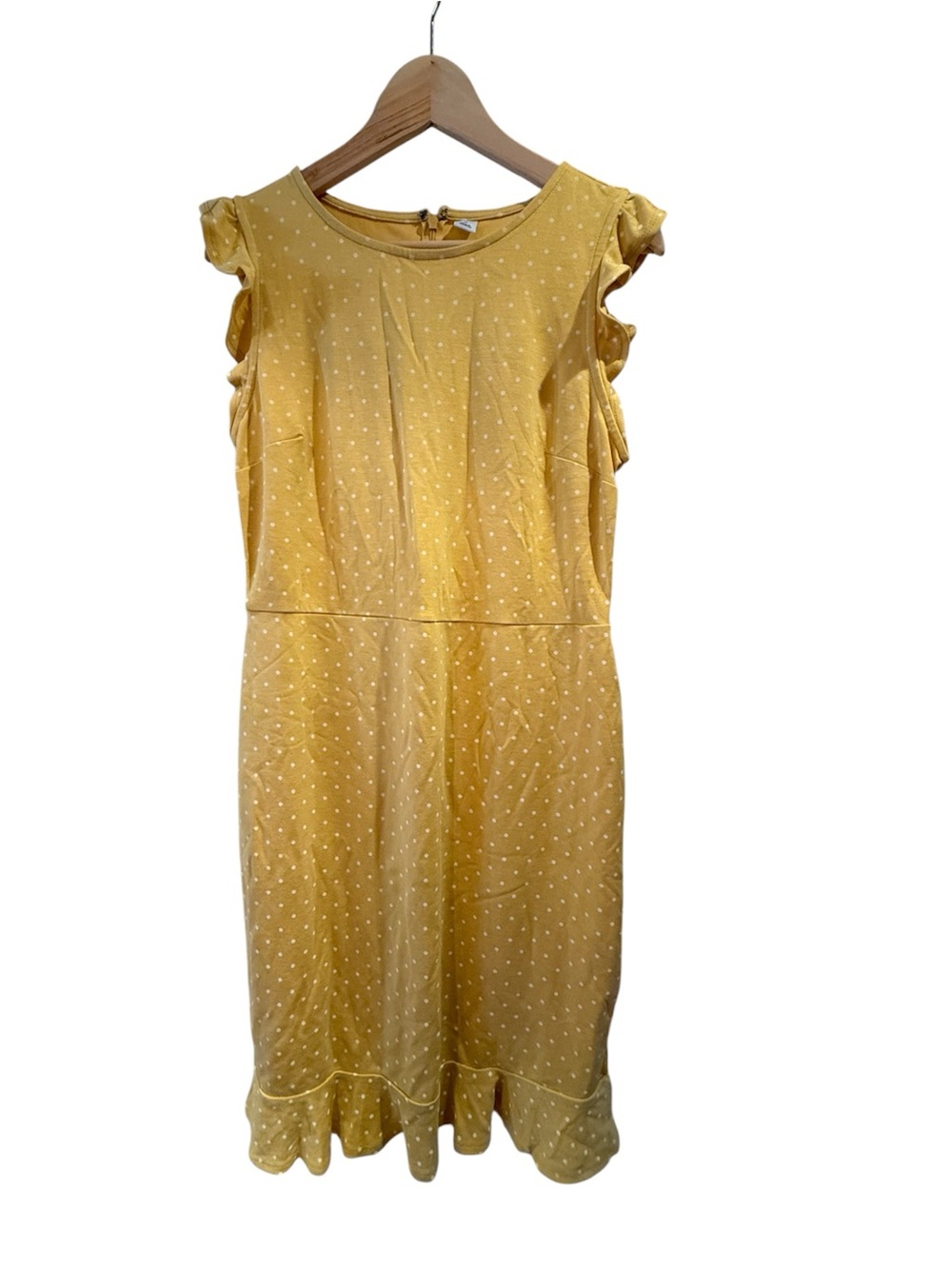 Old Navy Yellow Polka Dot Ruffle-Sleeve Midi Dress